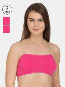 Tweens Pack Of 3 Pink Solid Non-Wired Lightly Padded T-shirt Bras TW-9279-3PC-DPK-30B