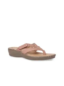 Scholl Women Pink Textured Leather Comfort Heels
