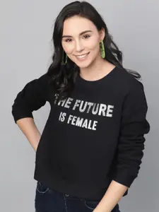 STREET 9 Women Black Printed Sweatshirt