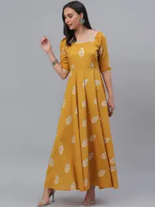 GERUA Women Yellow Floral Printed Maxi Dress