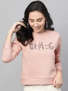 STREET 9 Women Pink Embellished Sweatshirt