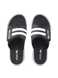Adda Men Black & Grey Striped Sliders