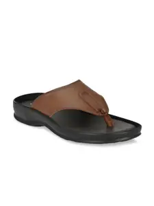 Hitz Men Tan Brown Leather Comfort Sandals