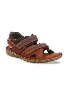 Hitz Men Tan Brown Leather Sandals