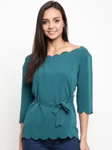 Mayra Women Teal Blue Solid Top