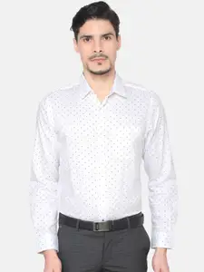 J Hampstead Men White & Black Slim Fit Printed Formal Shirt