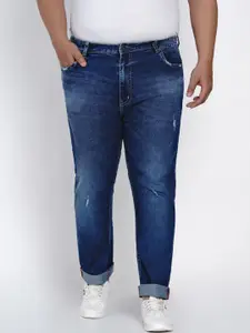 John Pride Men Plus Size Regular Fit Mid-Rise Low Distress Stretchable Jeans