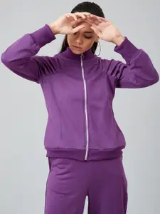 Athena Women Purple Solid Sweatshirt