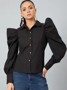 Athena Athena Women Black Solid Shirt Style Top
