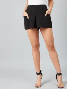 Athena Women Black Solid Regular Fit Regular Shorts