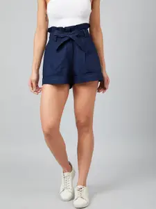 Athena Women Blue Solid Regular Fit Regular Shorts