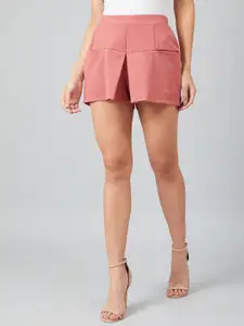 Athena Women Pink Solid Regular Fit Shorts