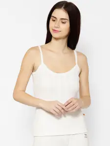 VIMAL JONNEY Women White Solid Slim-Fit Thermal Top