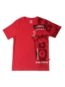 Dollar Boys Red Printed Round Neck T-shirt