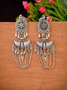 Silvermerc Designs Silver-Toned & White Classic Drop Earrings