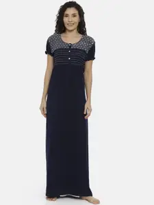 Bailey sells Navy Blue & White Embroidered Nightdress