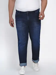 John Pride Plus Size Men Blue Regular Fit Mid-Rise Clean Look Stretchable Jeans