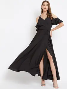 Berrylush Women Black Solid Maxi Dress