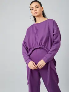 Athena Women Purple Solid Sweatshirt