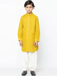 KISAH Boys Yellow Solid Straight Kurta