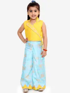 KID1 Girls Yellow & Blue Solid Top with Palazzos