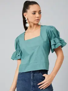 Athena Women Teal Blue Solid Top