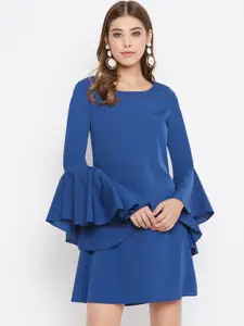 Berrylush Women Blue Solid Fit and Flare Dress