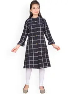 Aarika Girls Black & White Checked A-Line Kurta
