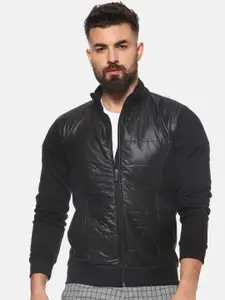 Campus Sutra Men Black Solid Windcheater Sporty Jacket