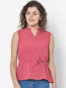 Martini Women Pink Solid Cinched Waist Top
