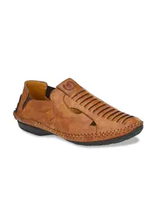 Prolific Men Tan Brown Leather Fisherman Sandals