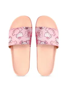 FREECO Women Pink Printed Sliders