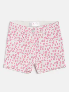 TALES & STORIES Girls Pink Printed Regular Fit Regular Shorts