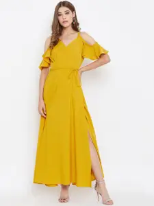Berrylush Women Yellow Solid Maxi Dress