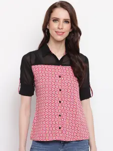 RIVI Women Pink Printed Shirt Style Top