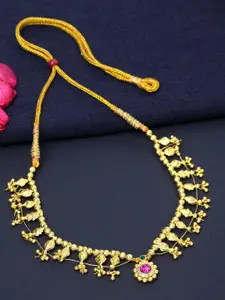 PANASH Gold-Plated & Purple Handcrafted Necklace