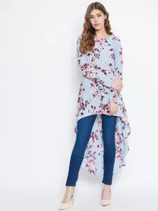 Berrylush Women Blue Printed High-Low Top