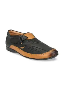 Prolific Men Black & Tan Brown Shoe-Style Sandals