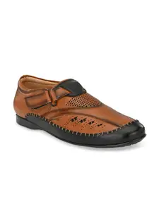 Prolific Men Tan Brown & Black Shoe-Style Sandals