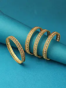 Adwitiya Collection Set Of Four 24 CT Gold-Plated Handcrafted Bangles