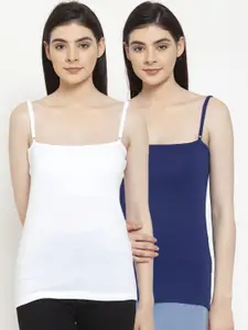 Friskers Women Pack of 2 Solid Cotton Rib Camisole E-02-05-S