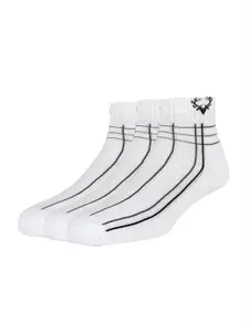 Allen Solly Men Pack Of 3 White & Black Striped Ankle-Length Socks