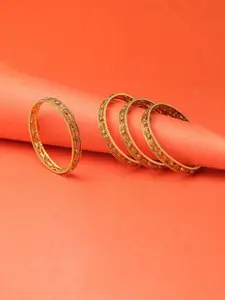 Adwitiya Collection Women Set of 4 24K Gold-Plated Stone-Studded Handcrafted Bangles