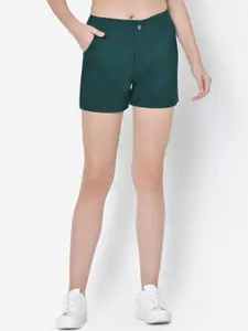 Martini Women Green Solid Regular Shorts