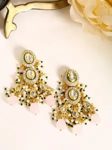 Shoshaa Pink & Gold-Plated Handcrafted Kundan Classic Drop Earrings