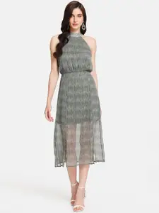 Kazo Women Grey Printed A-Line Dress
