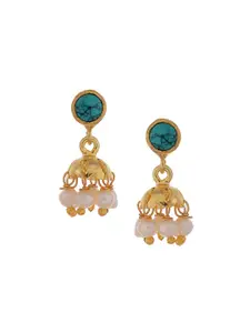 Silvermerc Designs Gold & Blue Dome Shaped Jhumkas