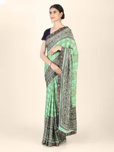 CLAI WORLD Green Printed Saree