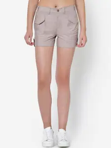 Martini Women Taupe Solid Regular Fit Regular Shorts