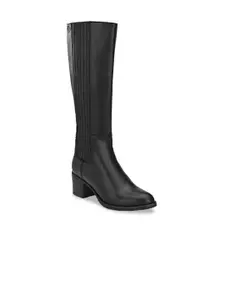 Delize Women Black Solid Heeled Boots